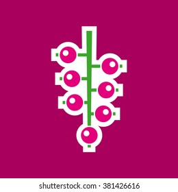 Red currants on a colored background, vector illustration for food and beverage advertising, web design, print, package design, etc.