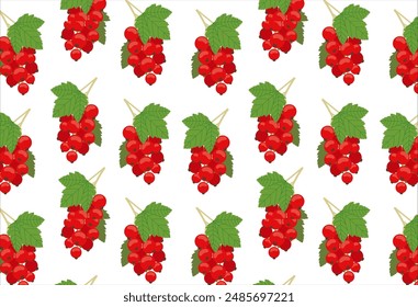 Red currants seamless pattern. Currants berries with leaves. Branch of fresh berries. Healthy food concept. Botanical wallpaper. 