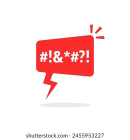 red curse speech bubble or bad word icon. concept of insult swear or complain symbol for simple graphic design and chat room message element from rude person or unhappy client service