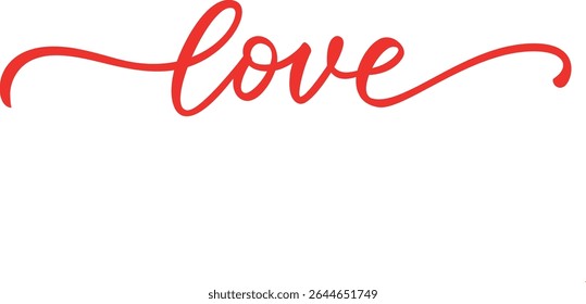 Red cursive word LOVE isolated on a white background.  Perfect for Valentine's Day, wedding invitations, or romantic designs.  The elegant script adds a touch of romance.