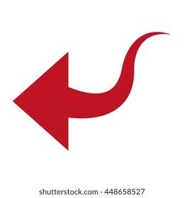 Red cursor arrow isolated flat icon, vector illustration graphic.