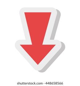 Red cursor arrow isolated flat icon, vector illustration graphic.