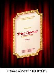 Red Curtain Background Blank Billboard, Vector Illustration