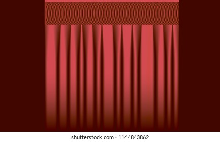 Red curtain background. Vector realistic red curtain.