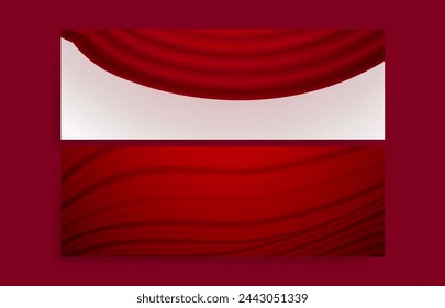 red curtain banners vector set	