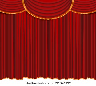 Red curtain, closed. Vector illustration.