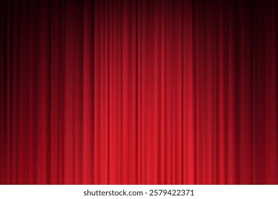 Red Curtain Draping Wave Pleat Curtains Theater Stage Background. Vector illustration