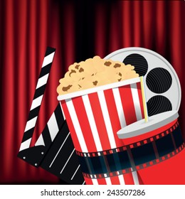 Red curtain and film object