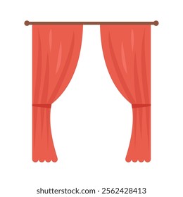 Red curtain flat vector design isolated on a white background