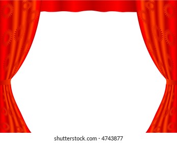 Red curtain a frame on a white background