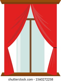 Red curtain, illustration, vector on white background.