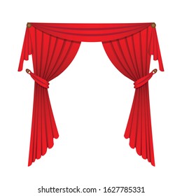 Red curtain isolated on white background