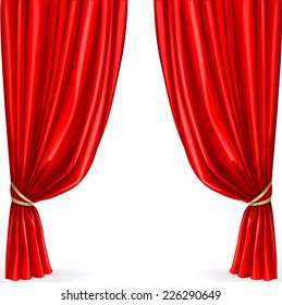 Red curtain isolated on a white background