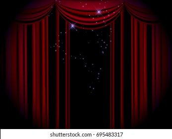 Red curtain with lights
