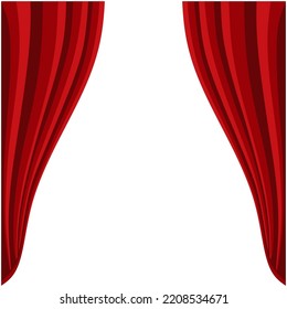 Red curtain. Luxury realistic set of cornice curtains domestic fabric decoration interior textile lambrequin curtains vector illustration curtain