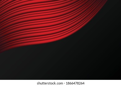 Red Curtain On Black Background. Vector