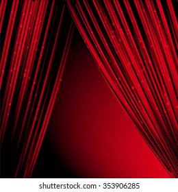 Red curtain on a black background