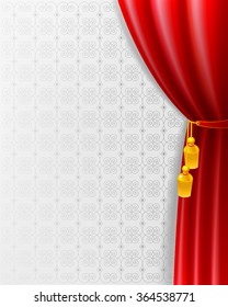 Red curtain on the decorative vintage background
