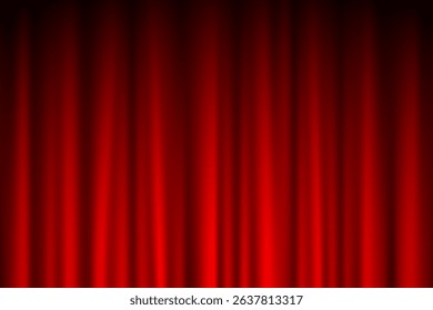 Red curtain on stage, background for stars performance. Vector illustration