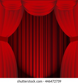 Red curtain, Red curtain on theater or cinema stags