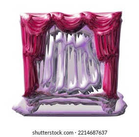 Red curtain on a white background. Vector image.