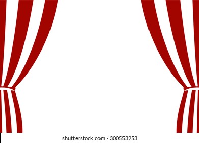 Red curtain opened on a white background. Simple flat vector illustration,EPS 10.
