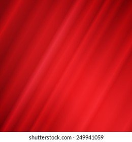 Red curtain with pleats.