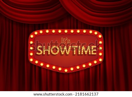 Red Curtain ShowTime Background. Vector Illustration