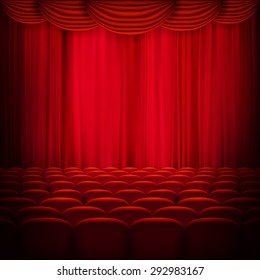 Red curtain template. EPS 10 vector file included