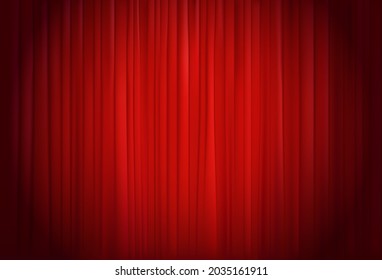 Red curtain in theatre. Vector background
