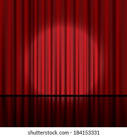 Red curtain vector background.