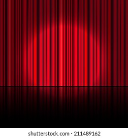 Red curtain vector background.