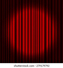 Red curtain vector background.