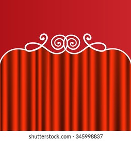 Red curtain vector background.