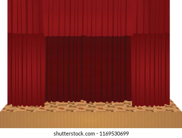 Red curtain. vector illustration