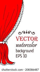 Red curtain. Vector illustration