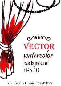 Red curtain. Vector illustration