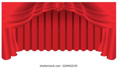 red curtain, vector illustration, white background