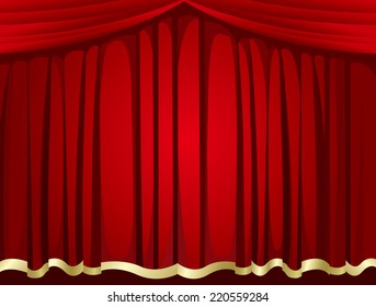 red curtains background Vector 