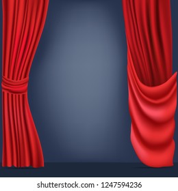 red curtains background vector illustration