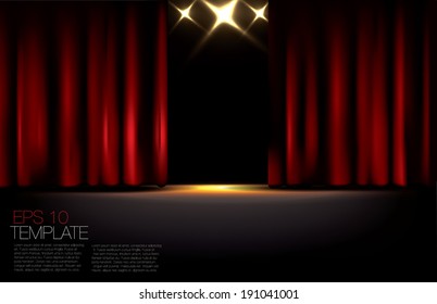 Red curtains. Editable EPS 10 vector graphic.