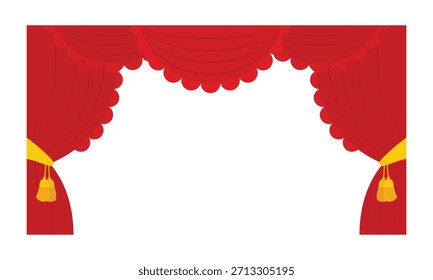 Elemento de decoración de marco de cortinas rojas