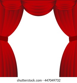 Red curtains isolated on white background