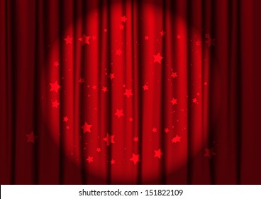 Red curtains with light