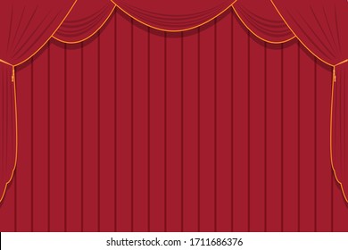 Red curtains on the stage, background. Curtain, vector stock illustration