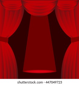 Red curtains on theater or cinema stage