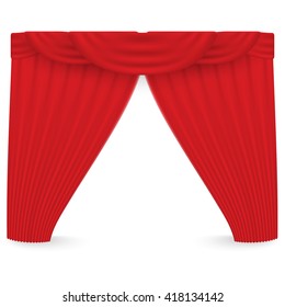 Red curtains on a white background. Vector illustration