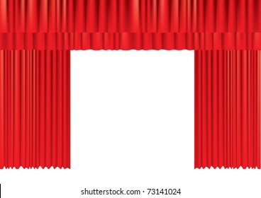 Red curtains on white for design