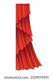 Red curtains realistic. Theater fabric silk decoration for movie cinema or opera hall. Curtains and draperies interior decoration object. Isolated on transparent for theater stage