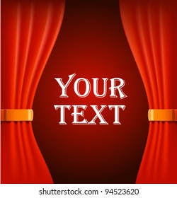 Red curtains with sample text vector illustration